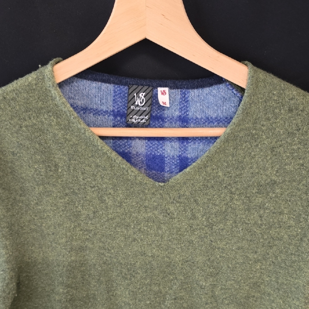 Men's Olive Green V-Neck Sweater